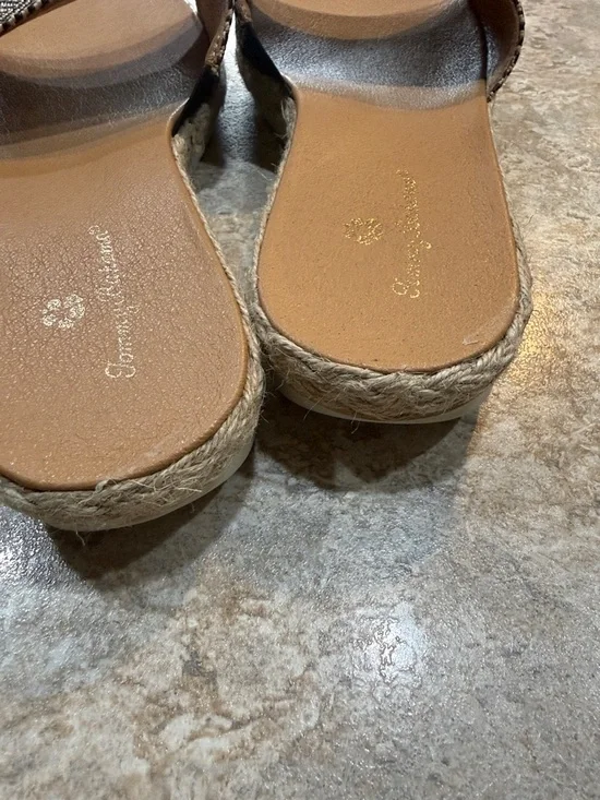 Tommy Bahama Black & Cream Woven Espadrille Slide Mules - Picture 7 of 9